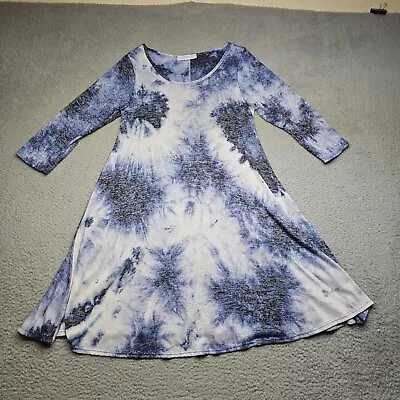 C'est La Vie Dress Womens Small Blue Long Sleeve Round Neck Casual • $9.95