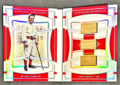 2022 National Treasures Miller Huggins Booklet #d 1/10 GU Triple Bat Holo Silver • $90.19