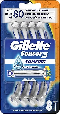 Gillette Sensor 3 Comfort Disposable Razors For Men Pack Of 8 • £9.90
