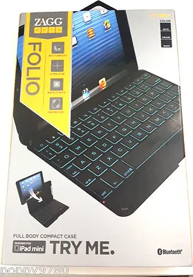 $59.99 • Buy ZAGG Keys Folio Case Wireless Bluetooth Backlit Keyboard IPad Mini 1 & 2 Retina