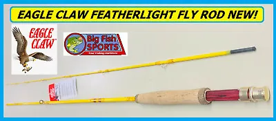 EAGLE CLAW Featherlight 3 Line Weight Fly Rod 2 Piece (Yellow 6'-6 ) #FL300-66 • $42.99