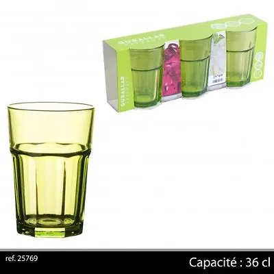 Coral Fluorescent Green Coloured Glass 360cc / 12.25oz (pack Of 3) NEW • £5.99