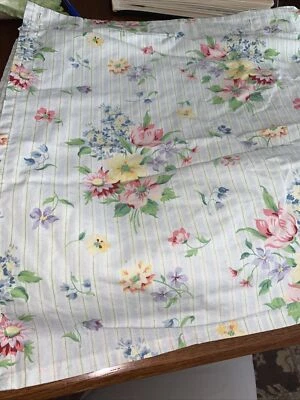 $19.99 • Buy Longaberger Shower Curtain Linen Set Mixed Bouquet Stripe Valance Bathroom