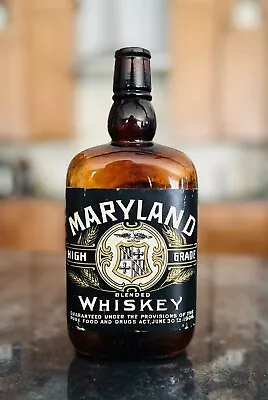 Maryland High Grade Blended Whiskey Paper Label Bottle MD Flag Pre Pro Flask • $60