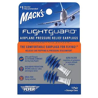 Mack's Flightguard Airplane Pressure Relief Earplugs - 26dB NRR - For Travel • £7.95