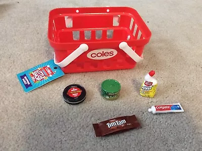 Coles Little Shop BASKET New + 5 Minis: Tim TamTuna Kiwi White King Colgate • $70