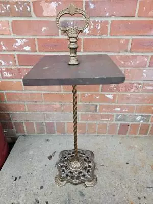 Vintage Wrought Iron Cast Iron Plant Fern Stand Table Stone Top • $142.49