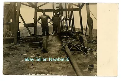 Petroleum Center PA-ROUGHNECKS & DERRICK AT OIL CENTER-RPPC Postcard Ghost Town • $30