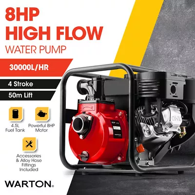 $334 • Buy 【EXTRA10%OFF】WARTON 2 8HP Petrol High Flow Water Transfer Pump Irrigation 
