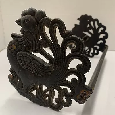 Vintage Rooster APCO Wrought Iron Paper Towel Rack - Mountable - Japan - Farm • $35