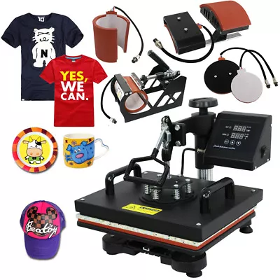 5 In 1 Digital Heat Press Machine Sublimation For T-Shirt/Mug/Plate Hat Printer • $205.58