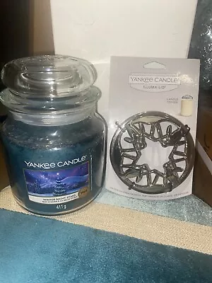 Brand New Yankee Candle Winter Night Stars Medium Jar Plus Penguins Illumalid • £25