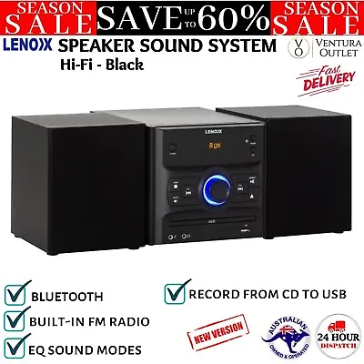 Home Stereo Mini Hi Fi System Bluetooth CD Player USB DVD Audio Sound  - Lenoxx • $134.96