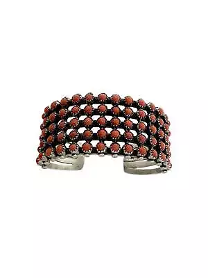 Henry Sam Bracelet Mediterranean Coral 5 Rows Silver Navajo 6  • $655