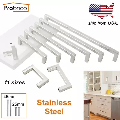 Brushed Nickel Kitchen Cabinet Pulls Stainless Steel Drawer Handles Square Knobs • $5.24