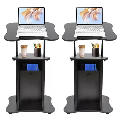 Set Of 2 Sit-to-Stand Rolling Adjustable Storage Medical Laptop Computer Cart • $150.09