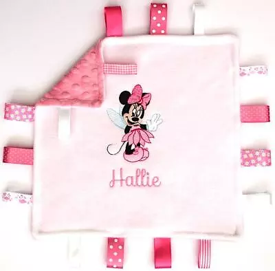 Personalised Minnie Mouse Taggy Comforter Disney Blanket Baby Girl Taggies Gift • £15.60