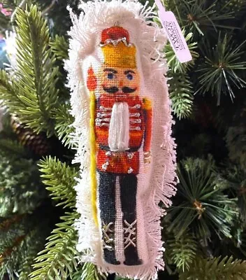 TWO'S COMPANY Embroidery NUTCRACKER White Beard Soldier Christmas Ornament NWT • $14