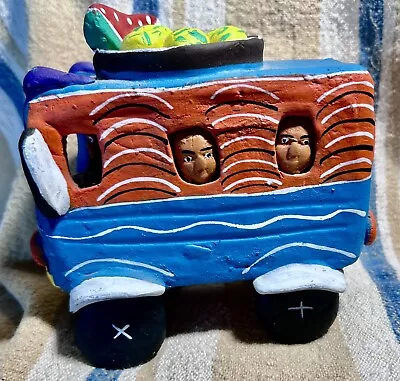 Vintage Mexican Folk Art Terra Cotta Bus. Ocumicho Michoacán. New • $20.99