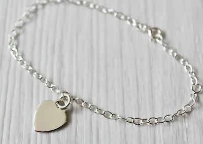 MILLY Ladies 925 Sterling Silver Heart Charm Bracelet Personalised Gift Boxed • £16.96