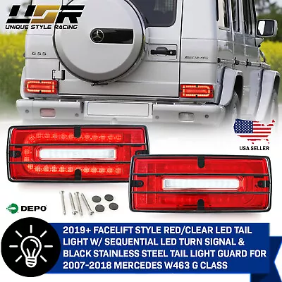 COMBO W464 LED Bar Rear Tail Light + GUARD Grill For 07-17 Mercedes W463 G Class • $259.94