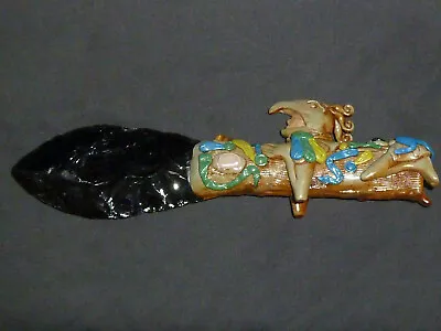$49.95 • Buy Obsidian Figural Knife Blade Artesanias Mexicanas Mayan Art Aztec Pottery 12  EX