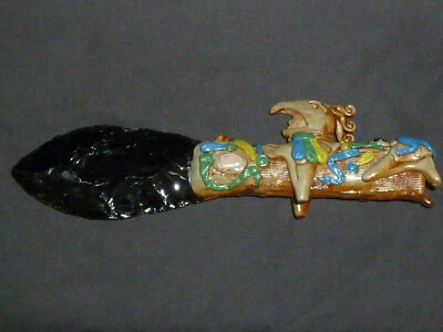 $29.95 • Buy Obsidian Figural Knife Blade Artesanias Mexicanas Mayan Art Aztec Pottery 12  EX