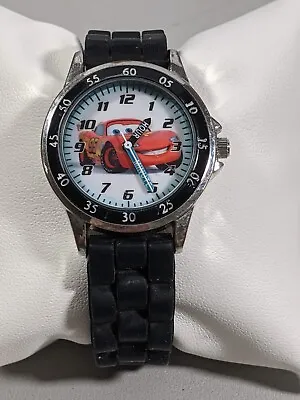 Disney Cars Round Case 33 Mm Black Rubber Band Watch 8 Inch • $17.49