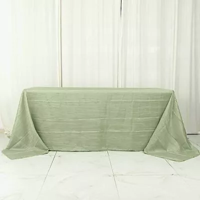 SAGE GREEN 90  X 132  Accordion Crinkle TAFFETA  RECTANGLE TABLECLOTH Supplies • $17.42