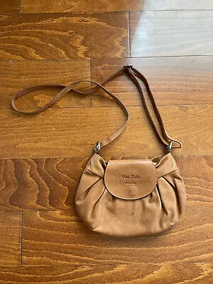 VERA PELLE Womens Small Made In Italy Brown Leather Shoulder Bag Adjustable • $28