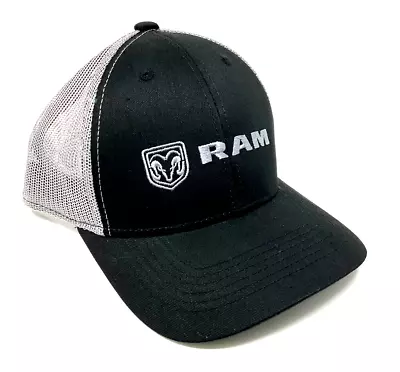 Dodge Ram Logo Black Grey Mesh Trucker Adjustable Curved Bill Snapback Hat Cap • $16.95