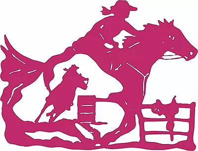  Cowgirl Barrel Racer Horse Saddle Rodeo Fence Window Laptop Vinyl Decal Sticker • $16.76