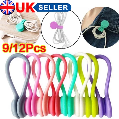 £2.88 • Buy 9/12Pcs Magnetic Cable Earphone Cord Ties Winder Organiser Bookmark Holder Clip