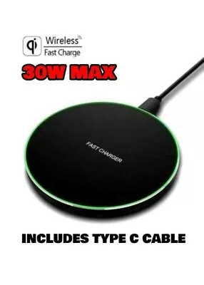 30W Fast Wireless Charger Charging Pad Apple IPhone & Samsung Free Cable Phone • £6.50