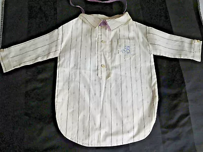 Antique BOY Child SHIRT CLOTHES PIN BAG Vintage Cotton Ecru Purple Black Stripe • $16