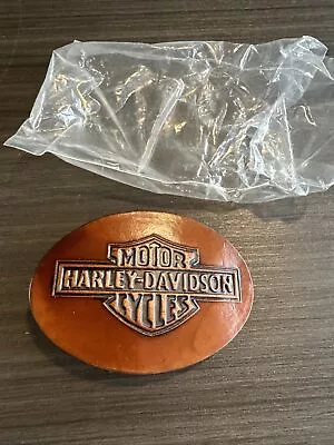 Vintage 1987 Harley Davidson Motorcycles Leather Belt Buckle Rare • $44.99