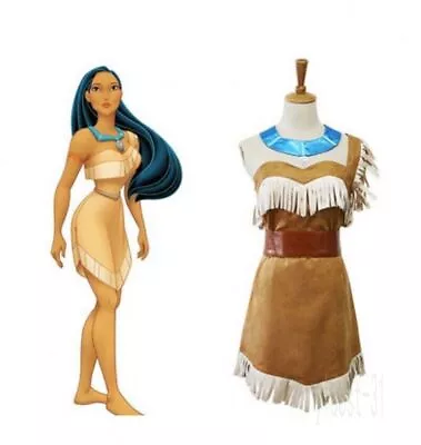Ladies Adults Red Indian Costume Pocahontas Native American Fancy Dress Western • $51.18