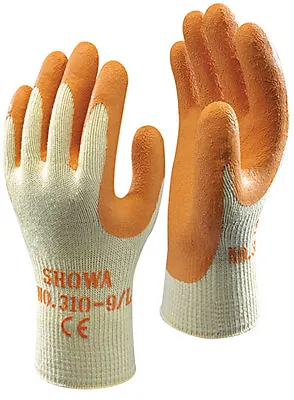 £26.99 • Buy 10 X SHOWA 310 Grip Gloves Latex Palm Coating Robust Work DIY Builders ORANGE