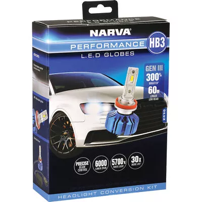 Narva HB3 LED Headlight Globes Performance Kit GEN III 12/24V With T10 LED's • $140.25