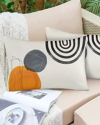 Mid Century Terracotta Sun Boho Curve Lines Outdoor Pillow Covers Set Of 2De... • $27.27