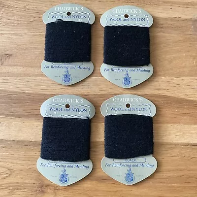 4 X Vintage Chadwick's Wool Sock Darning & Mending  New Old Stock Black • £6.99