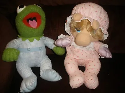 Vntg Hasbro Muppet Babies Plush Set Of 2 Miss Piggy & Kermit The Frog 12  (P44) • $31.49