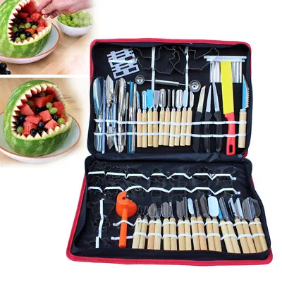 80Pcs Kitchen Vegetable Fruit Carving Tools Set Engraving Chef Cutter Kit + Box • $24.70