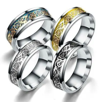  Men Celtic Dragon Ring Silver Titanium Stainless Steel Celtic Jewelry For Women • $1.73