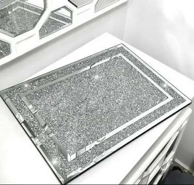 Worktop Saver Crushed Jewel Crystal Diamante Flat Float Glass Worktop 30x40cm • £21.99