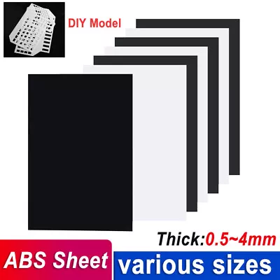 Black White ABS Plastic Sheet Panel 1mm 2mm 3mm 4mm For DIY Model Building Craft • £1.94