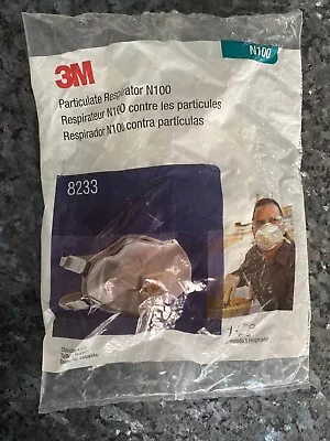3M 8233 N100 Industrial Respirator With Valve Dust Mask (Mini Holes In Bag) • $34.19