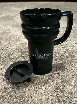 Eddie Bauer Dark Green 6” Ceramic Travel Mug No Slip Camping Coffee Cup • $6.25