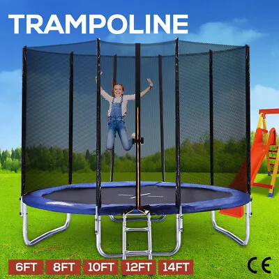 Trampoline Round Trampolines Enclosure Safety Net Mat Pad Ladder 6 8 10 12 14FT • $249.99