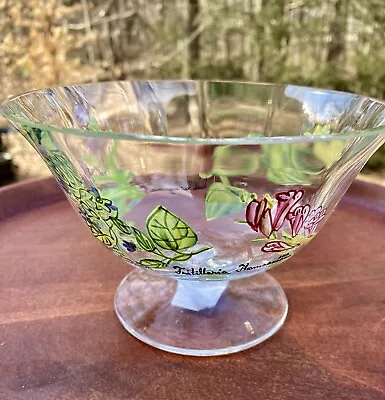 Crystal Bowl Romania Flowers Crystal Clear Brand Hand Painted Vintage Decorative • $20